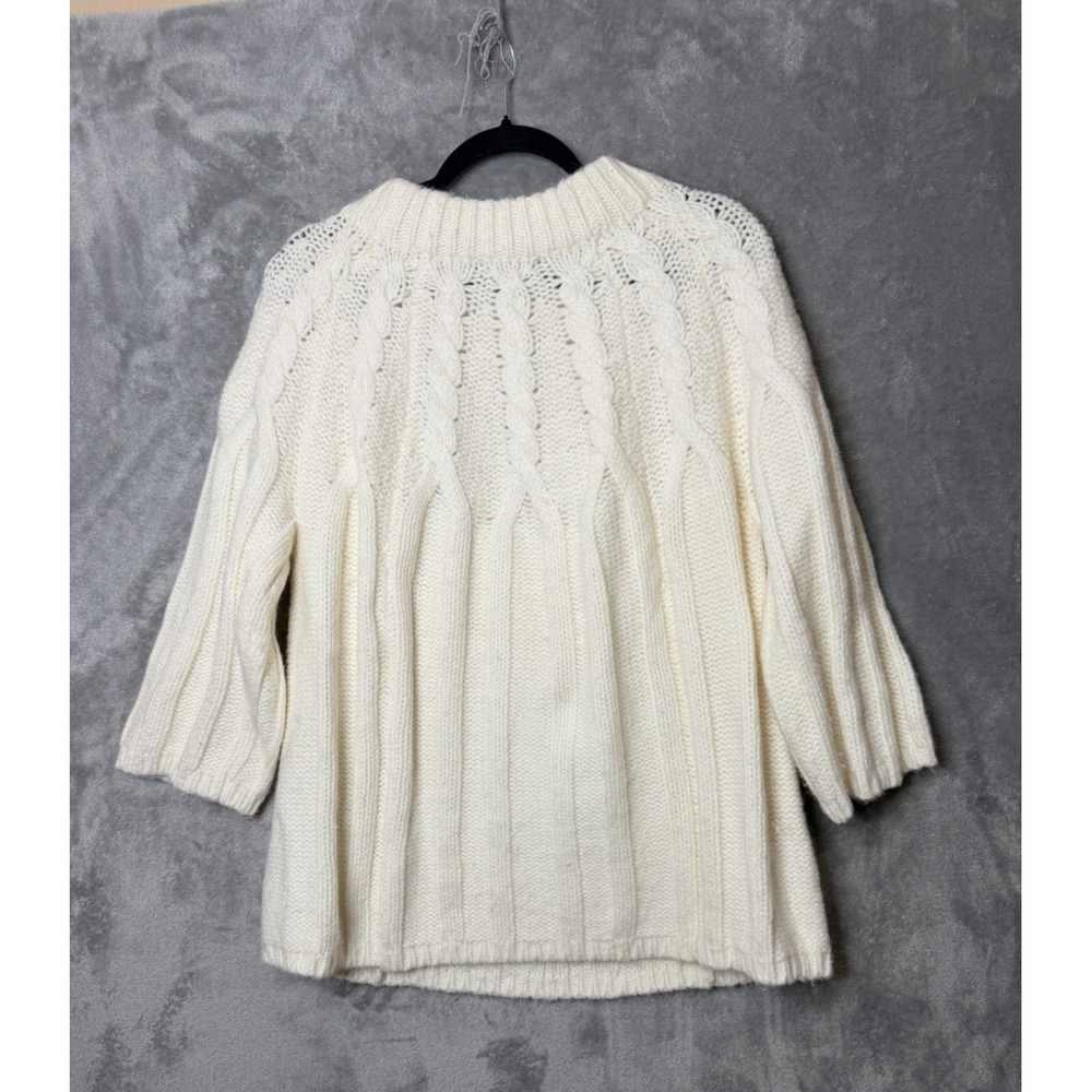 Lands End Cable Knit Crew Neck Sweater Womens 1X 16W-18W Off White Chunky - Picture 8 of 10